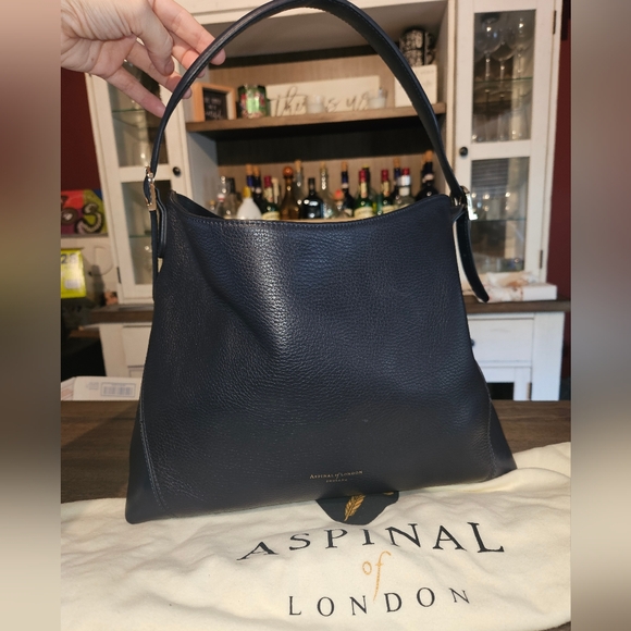 Aspinal of London Handbags - Aspinal of London Leather Shoulder Bag Navy LIKE NEW W/ DUSTBAG